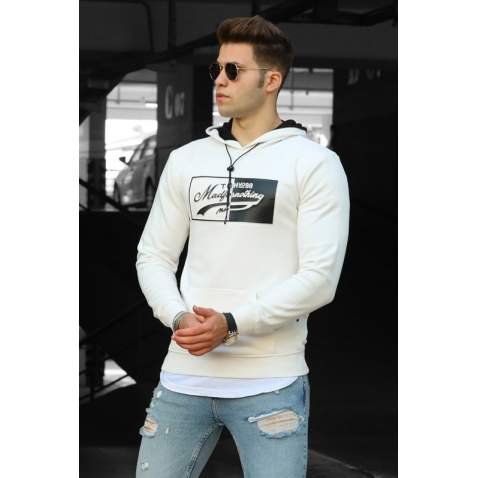 Madmext White Men's Sweatshirt 4750 - Beyaz