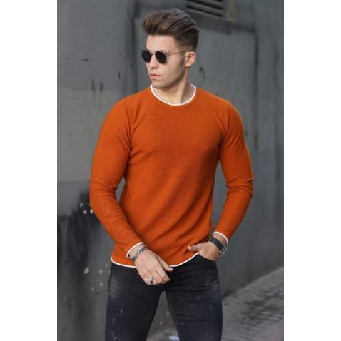 Madmext Camel Crew-Neck Men Knitwear Jumper 4637 - Camel