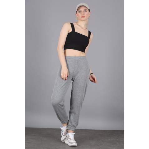 Mad Girls Smoke Gray Plain Sweatpants MG304 - Füme