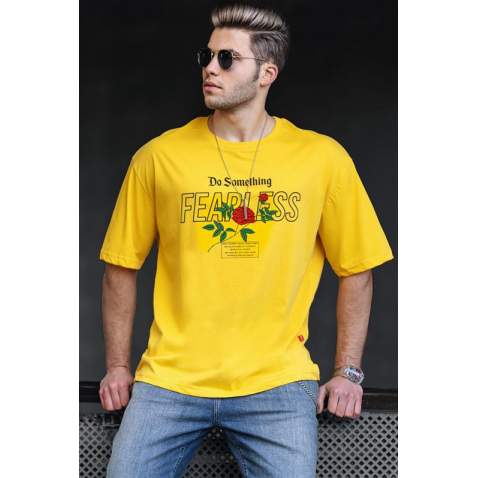 Madmext Men Printed Yellow T-shirt 4971 - Sarı