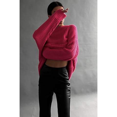 Mad Girls Oversize Fuchsia Sweater MG1344 - Fuşya