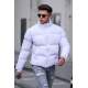 Men White Puffer Jacket - Beyaz