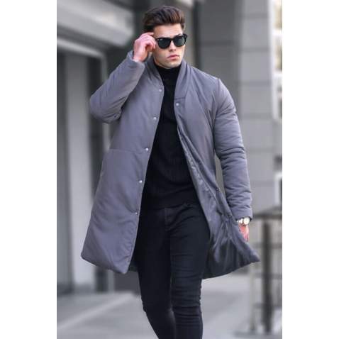 Anthracite Basic Long Coat 5710 - Antrasit