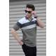 Men Striped Khaki Polo T-Shirt - Haki