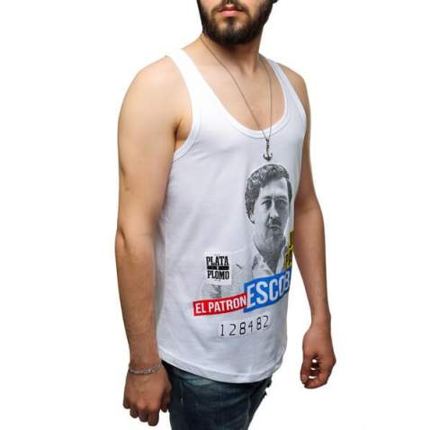 Madmext White "Escobar" Printed T-shirt for Men 2580 - Beyaz