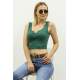 Mad Girls Green Crop Top MG362 - Yeşil