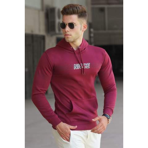 Madmext Men Printed Maroon Sweatshirt 5305 - Bordo