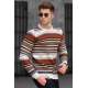 Madmext Men Color Striped Beige Sweater 5150 - Bej