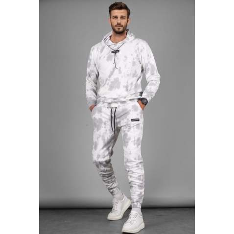 Madmext Gray Tie-Dye Men Tracksuit Set 4758 - Gri