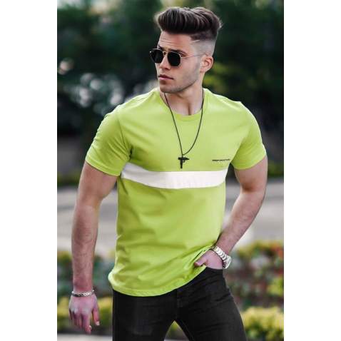 Madmext Green Striped T-shirt for Men 4578 - Yeşil