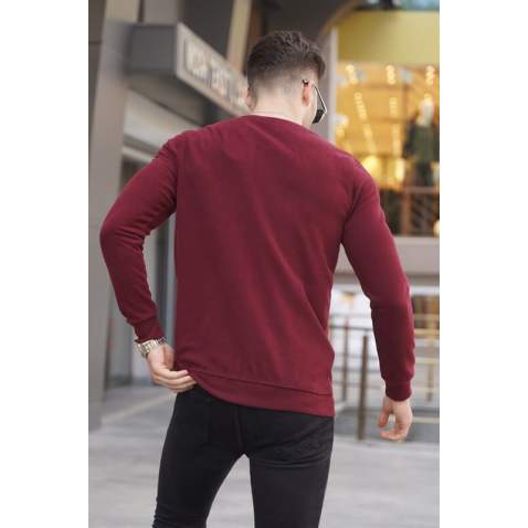 Maroon Striped Knitwear Sweater 5961 - Bordo