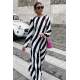 Mad Girls Striped Black Long Dress MG1443 - Siyah