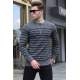 Anthracite Striped Knitwear Sweater 5992 - Antrasit