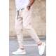 Madmext 3-Thread Fleece Beige Sweatpants For Men 5427 - Bej