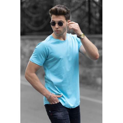 Madmext Men Blue Plain T-shirt 4484 - Mavi