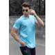 Madmext Men Blue Plain T-shirt 4484 - Mavi