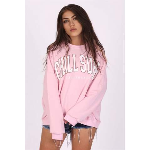 Mad Girls Printed Pink Sweatshirt Mg1204 - Pembe