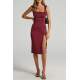 Mad Girls Plain Maroon Midi Dress MG1423 - Bordo