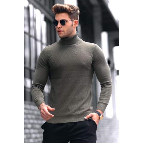 Madmext Khaki Roll Neck Jumper 4658 - Haki