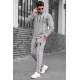 Madmext Gray Hooded Men Tracksuit Set 4680 - Gri