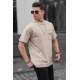 Men Printed Beige Oversize T-Shirt - Bej