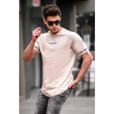 Madmext Men Beige T-Shirt 4461 - Bej