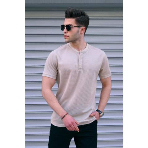 Men Beige T-Shirt - Bej