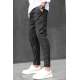 Black Designed Slim Fit Jogger Trousers 5470 - Siyah