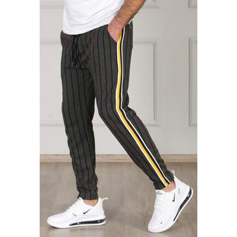 Madmext Khaki Striped Sweatpants 4205 - Haki