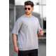 Madmext Gray Oversize Printed T-shirt for Men 5234 - Gri