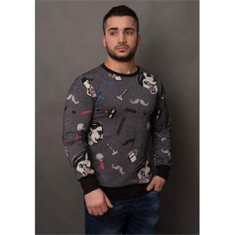 Madmext Men Black Hair Dresser Sweatshirt 1783