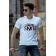 Madmext White Printed T-shirt for Men 4548 - Beyaz