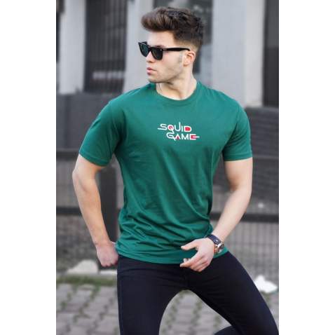 Madmext Men Printed Dark Green T-shirt 5383 - Koyu yeşil