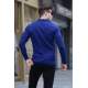 Cobalt Blue Knitwear Polo Sweater 5973 - Cobalt