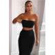 Mad Girls Black Strappy Plain Strapless Crop Top MG318 - Siyah