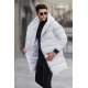 White Hoodie Long Puffer Jacket 5743 - Beyaz