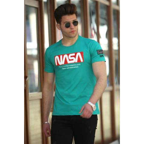 Madmext Green Nasa T-shirt for Men 4526 - Yeşil