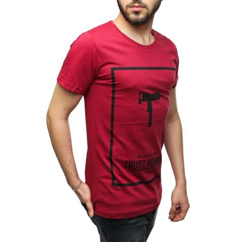 Madmext Printed Burgundy T-Shirt 2533 - Bordo