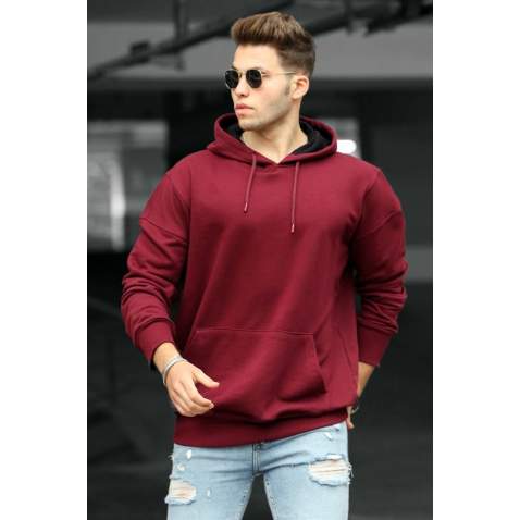 Madmext Claret Red Men's Hoodie 9446 - Bordo