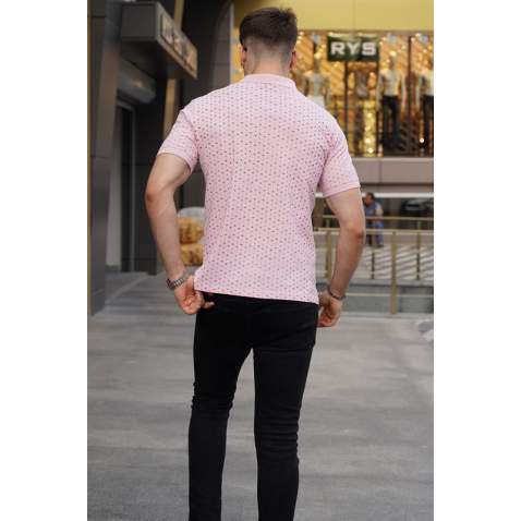 Men Designed Pink Polo T-Shirt 5889 - Pembe