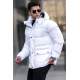 White Hoodie Basic Puffer Jacket 5702 - Beyaz