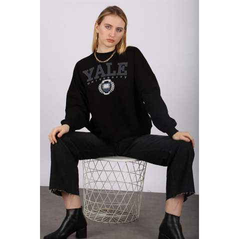 Mad Girls Black Sweatshirt MG1208 - Siyah