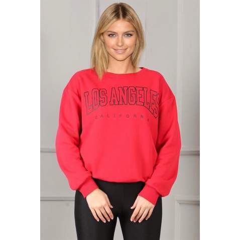 Mad Girls Printed Red Sweatshirt MG780 - Kırmızı