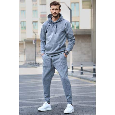 Anthracite Hoodie Basic Tracksuit 5903 - Antrasit