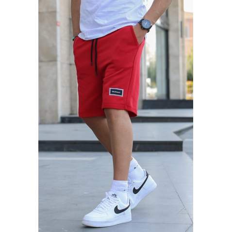 Men Basic Red Capri Shorts - Kırmızı