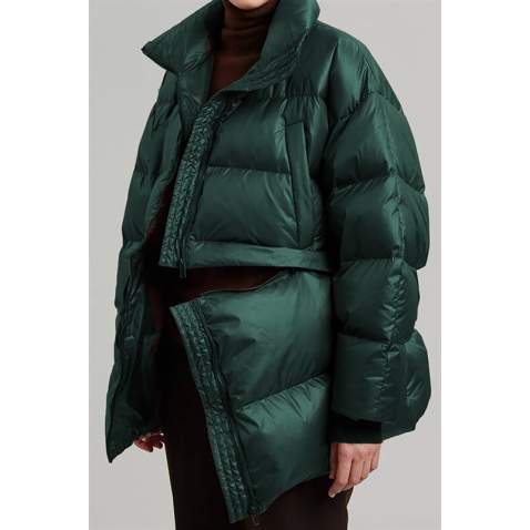 Mad Girls Dark Green Puffer Jacket MG1398 - Koyu yeşil