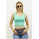 Mad Girls Turquoise Crop Top MG362 - Turkuaz