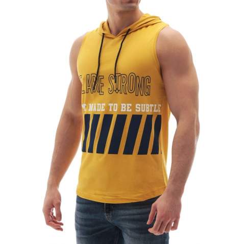 Madmext Men Yellow Tank Top Hoodie 2858 - Sarı