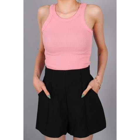 Women Black High Waist Mini Shorts - Siyah