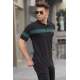 Men Striped Black Polo T-Shirt 5878 - Siyah